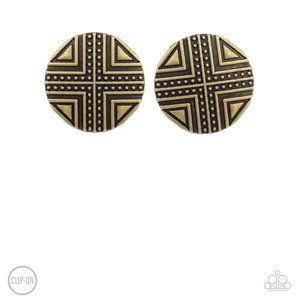 Shielded Shimmer Brass Clip-On Earrings